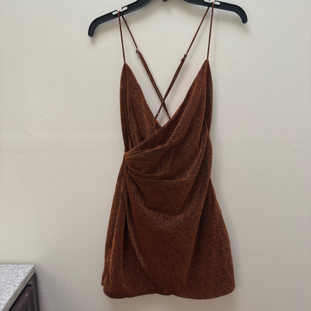 Superdown Shimmering Orange Dress - Picture 4 of 9